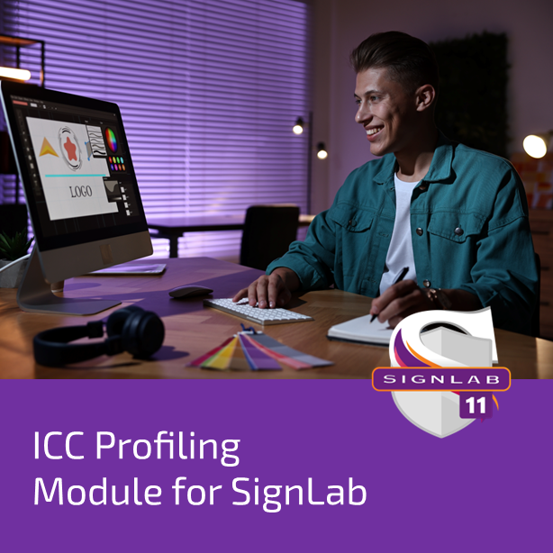 Official Fiery product illustration for ICC Profiling Module for SignLab; digital add-on artwork, not physical packaging
