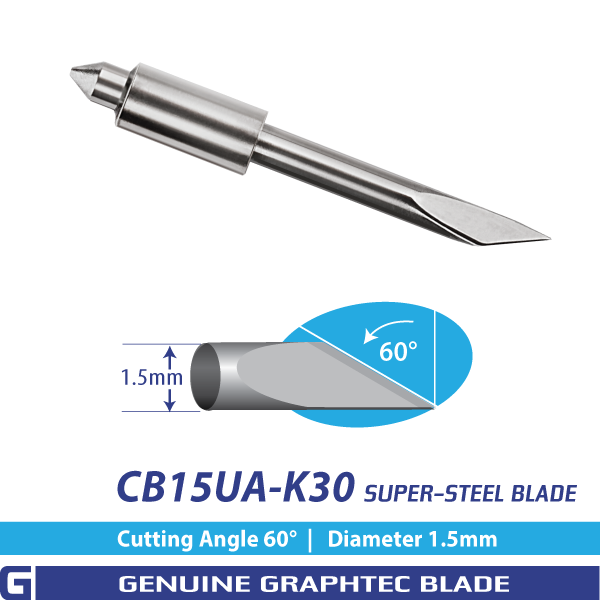 Graphtec CB15UA-K30 manufacturer blade model illustration; this factory pack includes five blades, no holder or cutter