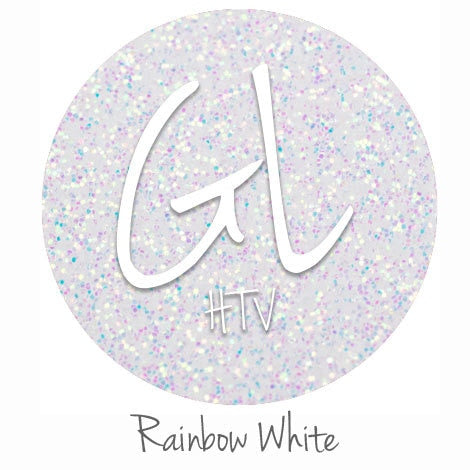Glitter HTV - Rainbow White 20" x 12" - Sheet