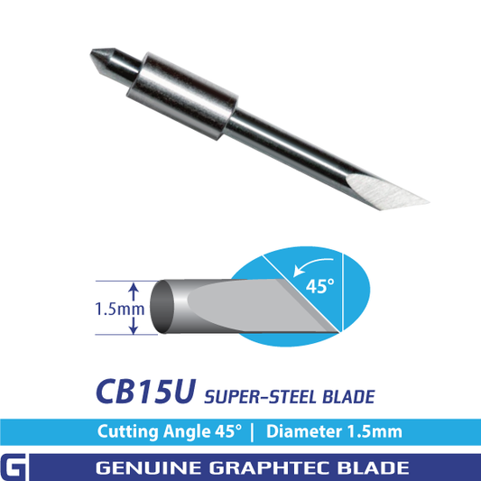 Single Graphtec CB15U blade shown; supplied as one original 5-blade pack.