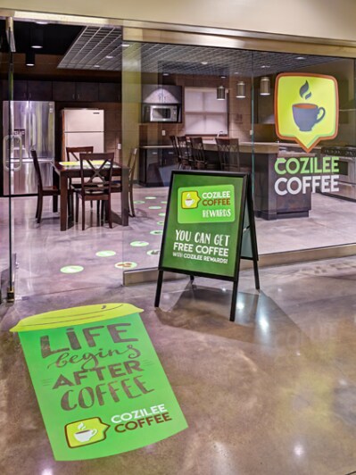 Manufacturer application example using 3M 40C print film. Supplied as one unprinted roll in the selected finish and size; printed graphics and display items are not included.