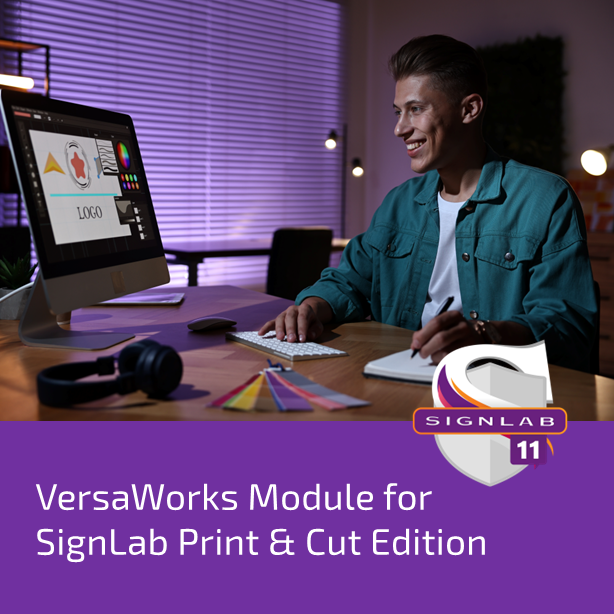 Official Fiery product illustration for VersaWorks Module for SignLab Print and Cut; digital add-on artwork, not physical packaging